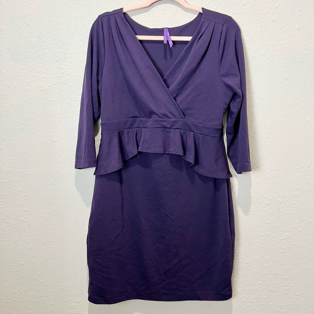 Seraphine Purple Maternity Frill Dress Size 10 Mini Length